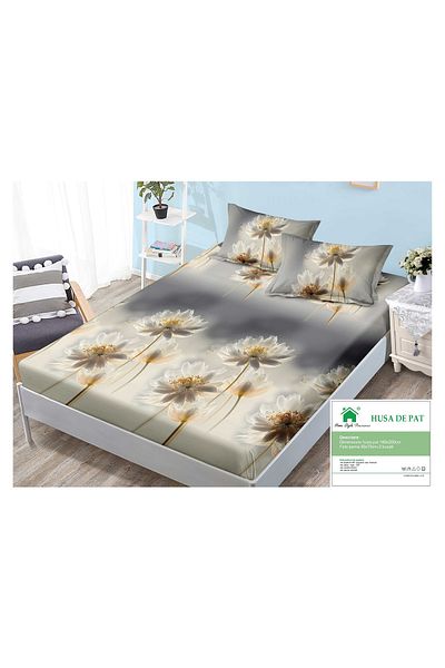 FIONNA.RO Elasticated Duvet Cover and Pillowcases in Finet 180x200cm - Floral Grey