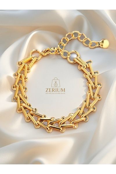 ZERİUM Geometric Triangle Pattern Woven New Generation Bracelet