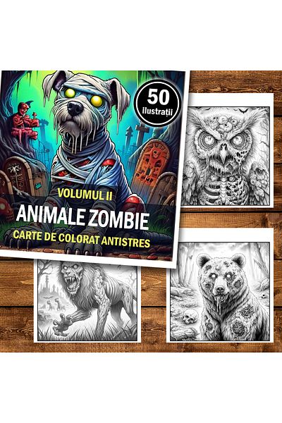 Legendary Gifts Mini coloring book, 50 Zombie Animals illustrations, 106 pages