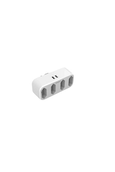 TESSAN Tessan 4-outlet socket with 2 USB ports, 12.3 x 5.5 x 7.8 cm, plastic, white