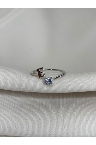 TAYS Accessories E Harfli Ayarlanabilir Taşlı Yüzük