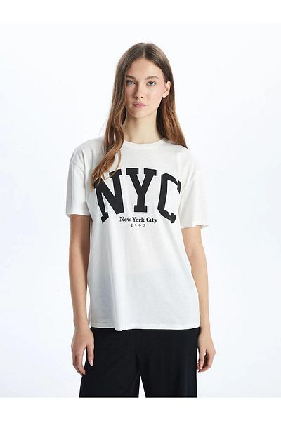 LC Waikiki Tricou pentru femei XSIDE cu gât rotund imprimat New York City (S5)