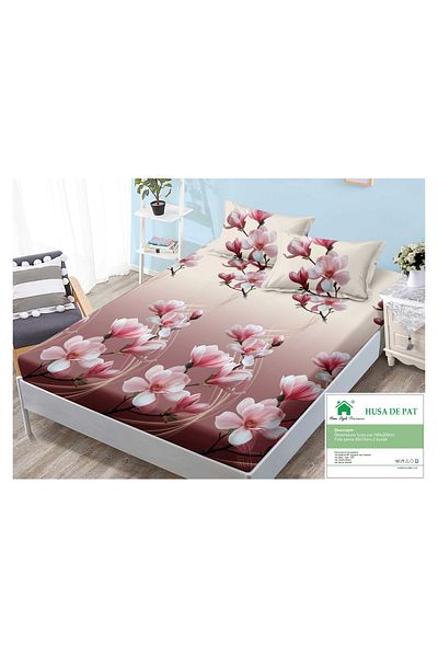 FIONNA.RO Elasticated Duvet Cover and Pillowcases Made of Finet 180x200cm - Magnolia Pink