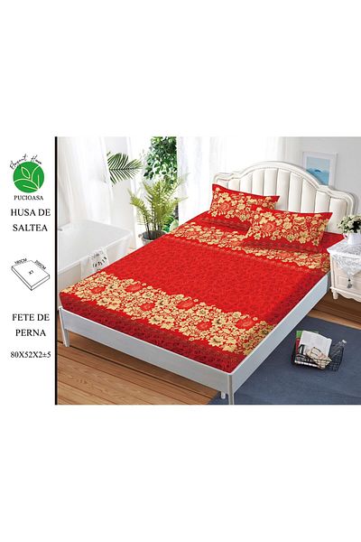 FIONNA.RO Elasticated Duvet Cover and Pillowcases Made of Finet 180x200cm - Rose Painting
