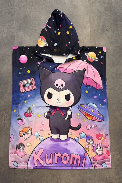 DeKuBaby New Season 100% Cotton Cartoon Character Patterned Hooded Children's Poncho Bathrobe (Beach - Pool - Bathroom)