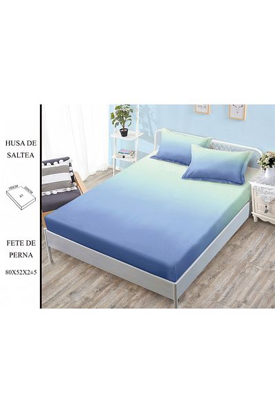 FIONNA.RO Elasticated Duvet Cover and Pillowcases Made of Finet 180x200cm - Greenish Blue Gradient