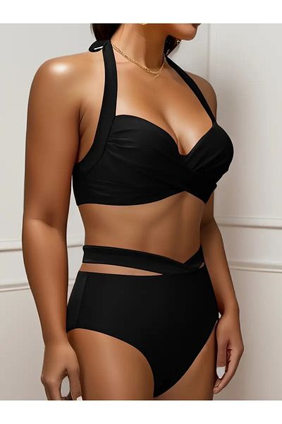 EZRA High Waist Bikini Set with Cross Straps