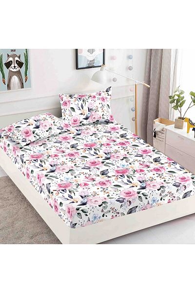 FIONNA.RO Elasticated Duvet Cover and Pillowcases Made of Finet 180x200cm - Many Flowers