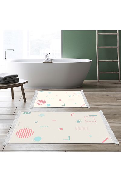 Dekoreko Non-Slip Base Djt Toilet Set Palace Leather Fringed Geometric E5015 White