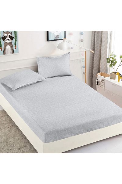 FIONNA.RO Elasticated Duvet Cover and Pillowcases in Finet 180x200cm - Grey Mini Roses