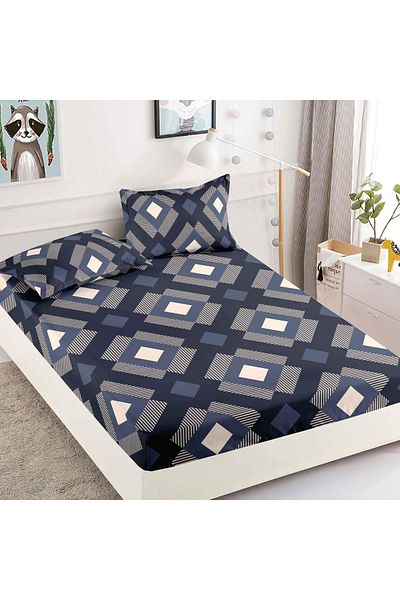 FIONNA.RO Elasticated Duvet Cover and Pillowcases in Finet 180x200cm - Denim Blue