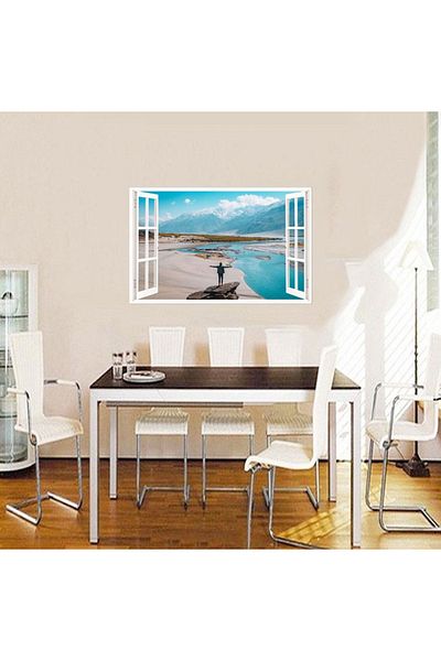 BV Decorative sticker, 3D window, Mountains, 85 cm, 574STK