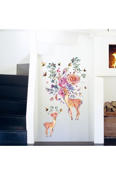 BV Decorative sticker, Deer, Flowers, 95 cm, 788STK