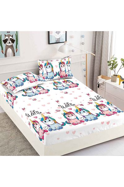FIONNA.RO Elasticated Duvet Cover and Pillowcases Made of Finet 180x200cm - Unicorns