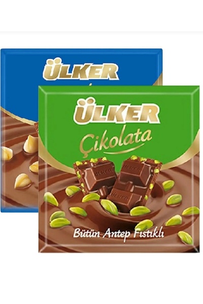Ülker Kare Fındıklı & Antep Fıstıklı Çikolata 6’lı Karışık Paket – Toplam 375g Lezzet