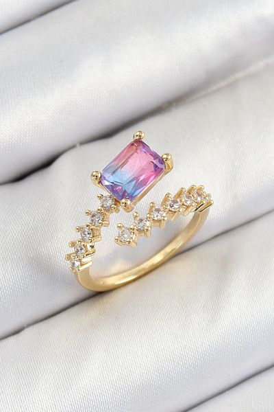 Store Brass Zircon Stone Colorful Model Gold Color Women's Ring