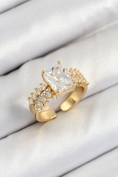 Store Brass Big Zircon Stone Model Gold Color Women's Ring
