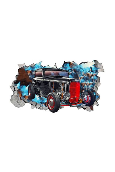 BV Decorative sticker, Hole in the wall 3D, Car, 85 cm, 1013-1STK