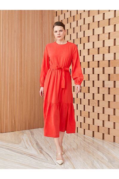LC Waikiki Crew Neck Straight Long Sleeve Women's Dress