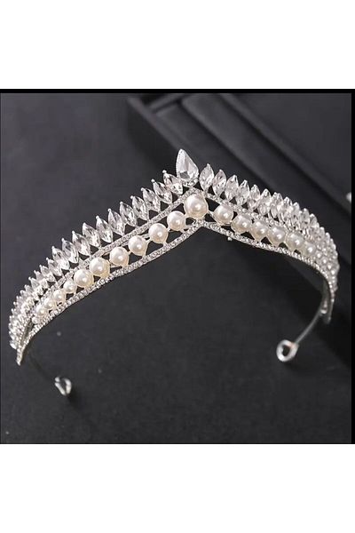 Yıldız Accessory Vintage Crystal Pearl Λεπτομερή αστραφτερή Tiara Queen Bridal Crown Αξεσουάρ για τα μαλλιά γάμου Prom