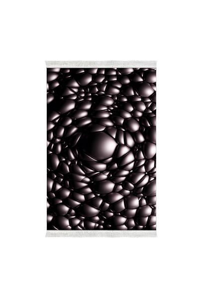 Dekoreko Non-Slip Base Djt Toilet Set Luna Cotton Fringed Geometric E5009 Black