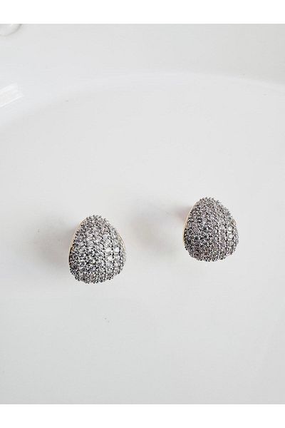 DEVİ fashion Silver Drop Earrings with Zircon Stone 1 cm