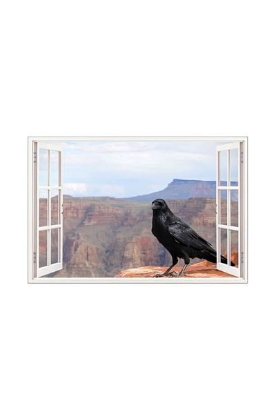 BV Decorative sticker, 3D window, Raven, 85 cm, 691STK