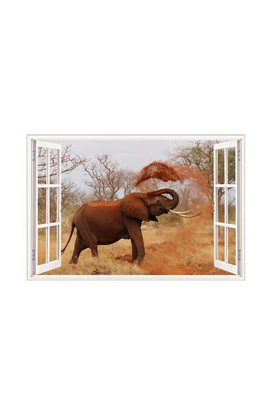 BV Decorative sticker, 3D window, Elephant, 85 cm, 614STK
