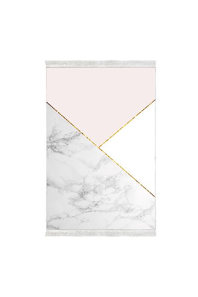 Dekoreko Non-Slip Base Djt Toilet Set Earth Fringed Geometric E5008 White