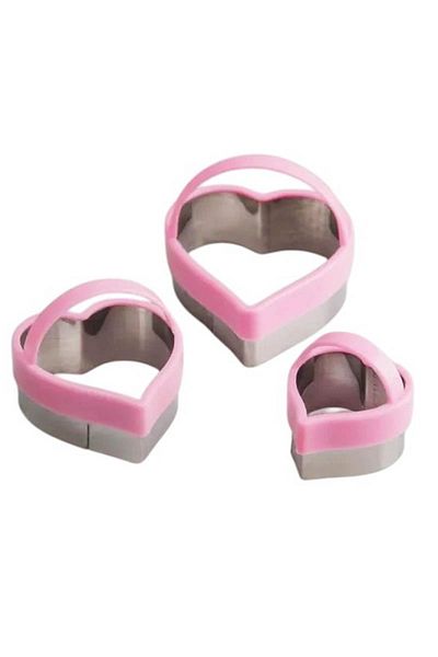 BV Set of 3 heart-shaped cookie cutters, For cakes, Pastry stamps, Biscuits, 560COF