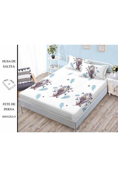 FIONNA.RO Elasticated Duvet Cover and Pillowcases Made of Finet 180x200cm - Feathers