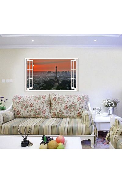 BV Decorative sticker, 3D window, Eiffel Tower, 85 cm, 565STK