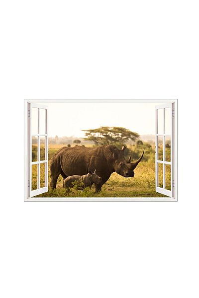 BV Decorative sticker, 3D window, Rhino, 85 cm, 644STK