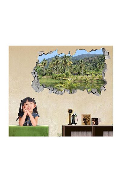 BV Decorative sticker, hole in the wall 3D, Palm trees, 85 cm, 185STK-1