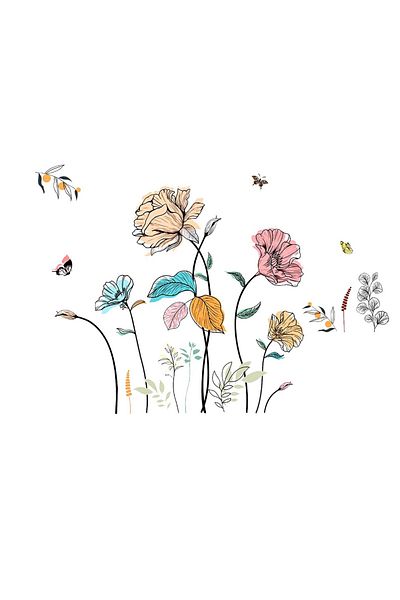 BV Decorative sticker with colorful flowers, 120 cm, 1134STK