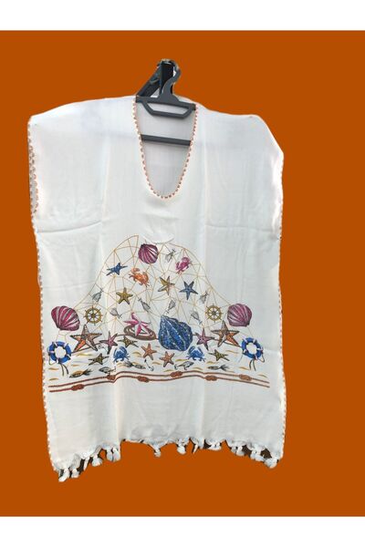 zera collection فستان من قماش الخيزران مطرز يدويًا على الشاطئ والبحر وحمام ال...