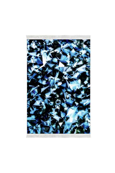 Dekoreko Non-Slip Base Djt Toilet Set Luna Cotton Fringed Geometric E5012 Blue