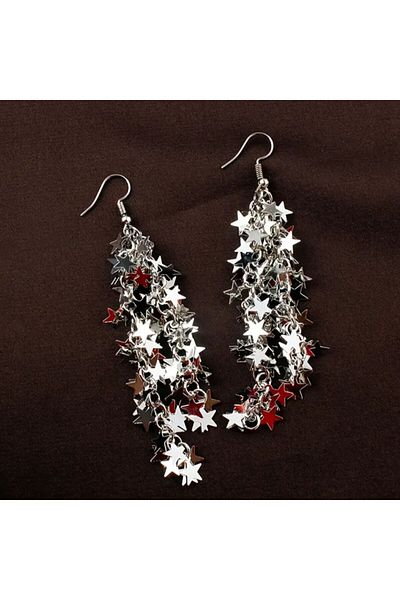 Yıldız Accessory Long Dangle Star Steel Earrings Comet Galaxy Earrings Gold and Silver Color