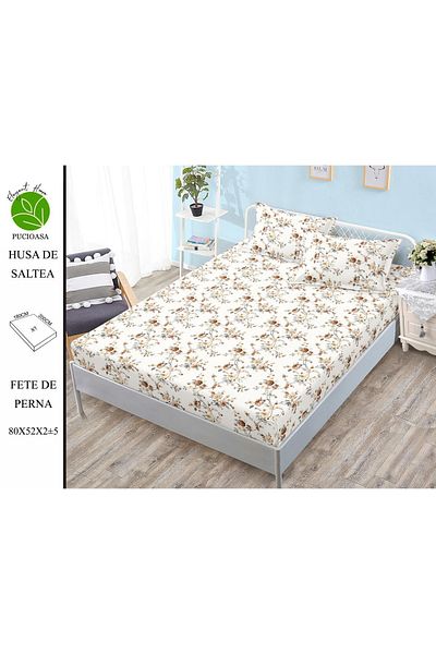 FIONNA.RO Elasticated Duvet Cover and Pillowcases Made of Finet 180x200cm - Mini Floricele