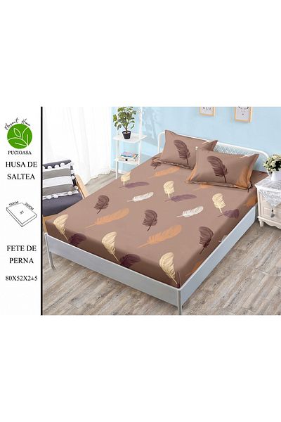 FIONNA.RO Elasticated Duvet Cover and Pillowcases Made of Finet 180x200cm - Colorful Feathers