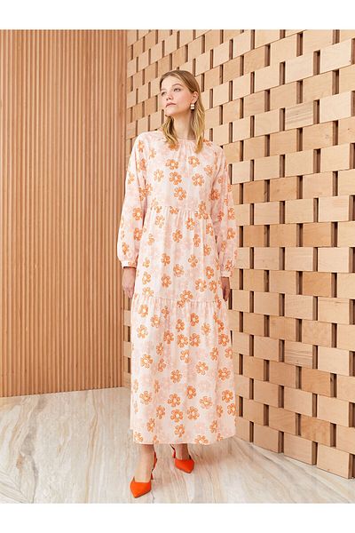 LC Waikiki Crew Neck Floral Long Sleeve Women's Dress