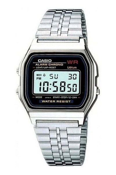 Casio Men's A-159W-33mm Digital Water Resistant Watch with Stainless Steel Strap - Silver