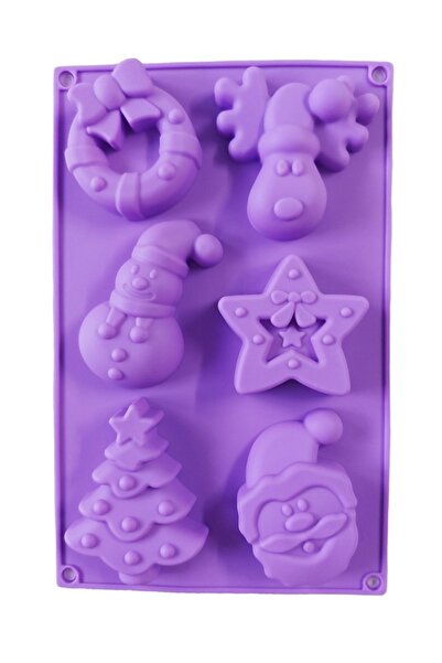BV Formă de copt din silicon, temă de Crăciun, 6 cavități, violet, 27 cm