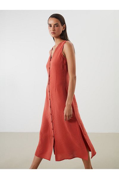 LC Waikiki V Neck A-Line Modal Blend Dress