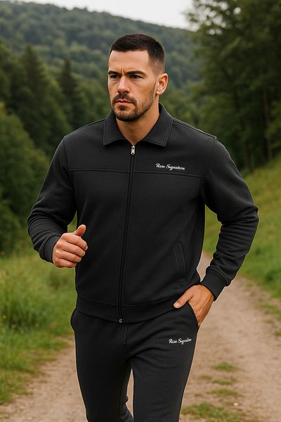Pandomim Мъжки спортен екип с цип и ликра, голям размер