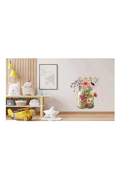 BV Decorative Sticker, Jar with Flowers, Multicolor, 70 cm, 1265STK-1