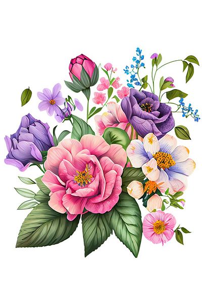 BV Decorative sticker, Flowers, Multicolor, 64 cm, 1216STK-6