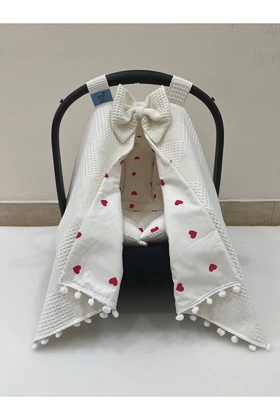 BUSEBABYHOME Cream Stroller Cover and Stroller Cushion Set of 2