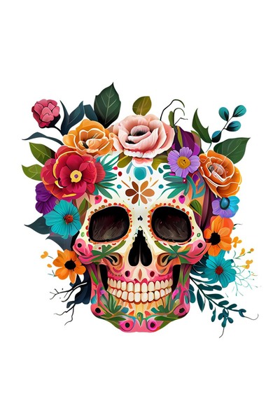 BV Sticker decorativ, Sugar Skull, Multicolor, 64 cm, 1201STK-2