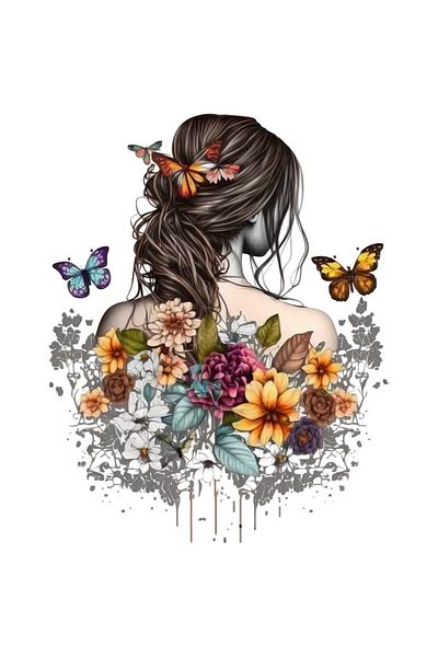 BV Decorative Sticker, Girl, Butterflies and Flowers, Multicolor, 70 cm, 1208STK-4